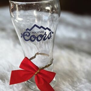 Coors Vintage Pilsner Original Glass with Red Bow 6"
